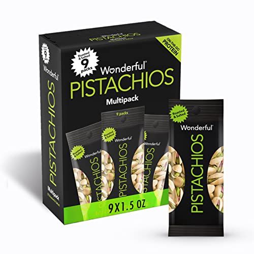 Wonderful Pistachios In Shell, Roasted &amp; Salted Nuts, 1.5 Ounce Bag (Pack of 9), Protein Snacks, On-the-Go, Individually Wrapped Healthy Snacks for Adults