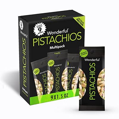Wonderful Pistachios In Shell, Roasted &amp; Salted Nuts, 1.5 Ounce Bag (Pack of 9), Protein Snacks, On-the-Go, Individually Wrapped Healthy Snacks for Adults