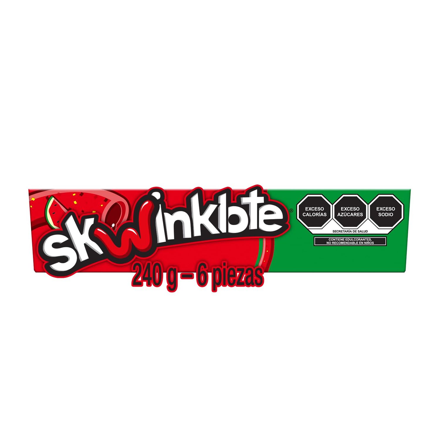 Lucas Skwinklote Watermelon Flavor Sweet and Sour Candy Strip, 1.41oz - 6 Pieces Pack for Treats, Snack, Parties, Piatas
