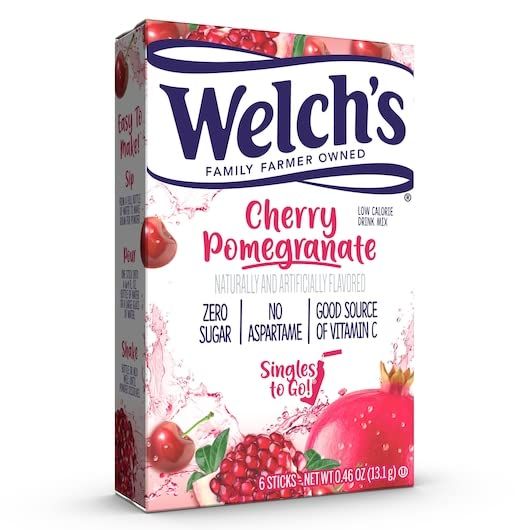 Welch&#39;s Singles To Go Drink Mix Cherry Pomegranate, 6 Boxes with 6 Packets Each- 36 Total Servings