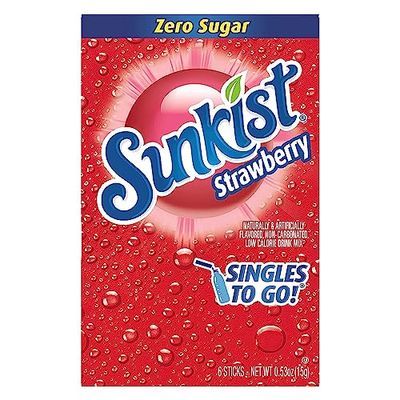 Sunkist Soda Strawberry Singles To Go Drink Mix, 0.53 OZ, 6 CT (Pack of 4)