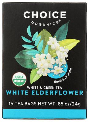 Choice Organics - Organic White Elderflower Tea (1 Pack) - Organic White &amp; Green Tea - 16 Tea Bags