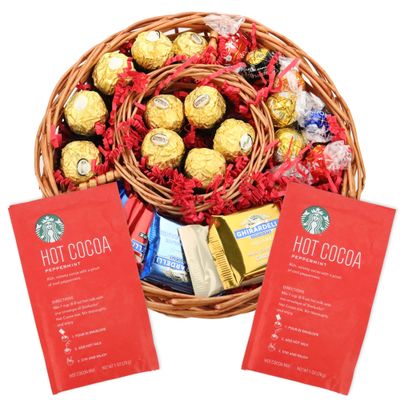 Christmas Chocolate Gift Tray Truffles with Prime Peppermint Hot Cocoa Gifts for Mom Children Friends Women and Men