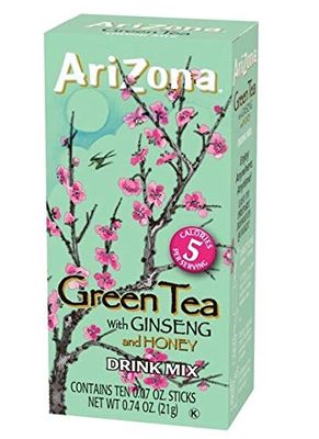 AriZona Zero Sugar Green Tea with Ginseng &amp; Honey Powdered Drink Mix Sticks, 10 ct. Box