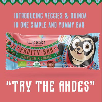Wipala KIDS Organic Fruit Bars, Strawberry and Spinach, Vegan, Non-GMO, Healthy Snack (12 Pack)