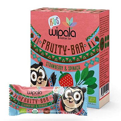 Wipala KIDS Organic Fruit Bars, Strawberry and Spinach, Vegan, Non-GMO, Healthy Snack (12 Pack)