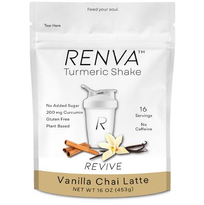 RENVA Turmeric Shake | Vanilla Chai Latte 16 Servings | No Sugar Added | Delicious Turmeric Drink with Protein