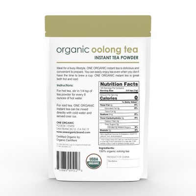 ONE ORGANIC Instant Tea Powder (Oolong) - 4.4 oz. - 125 Servings - USDA Certified Organic - 100% Pure Tea - Instant Hot or Iced Tea - Unsweetened