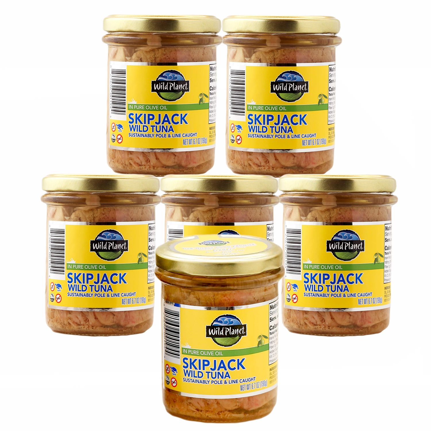 Wild Planet Wild Skipjack Tuna In Pure Olive Oil, Keto &amp; Paleo, 3rd Party Mercury Tested, 6.7 Ounce (Pack of 6)