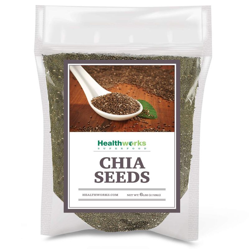 Healthworks Chia Seeds Raw (96 Ounce / 6 Pounds) | Premium &amp; All-Natural | Contains Omega 3, Fiber &amp; Protein | Great with Shakes, Smoothies &amp; Oatmeal | Packaging May Vary
