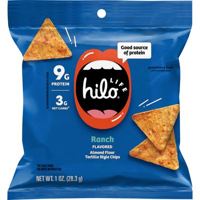 Hilo Life Low Carb Keto Friendly Tortilla Chip Snack Bags, Ranch, 1 Ounce (Pack of 12)