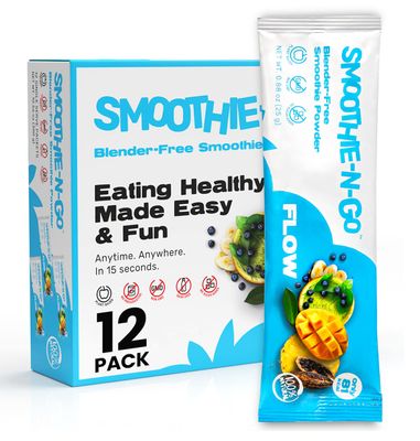 Smoothie-N-Go Blender-Free Smoothie Mix Powder, 12 Single-Serve Packets, All-Natural Drink Mix, Smooth Rich Flavors, Natural Fruits and Vegetables, Flow Flavor