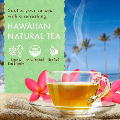 Hawaiian Natural Tea Organic Mamaki Mint Tea Blend - Caffeine Free Herbal Tea - Antioxidant-Rich, Calming, Wellness Tea for Bedtime, Anxiety &amp; Stress - Gift for Tea Lovers - 20 Tea Bags