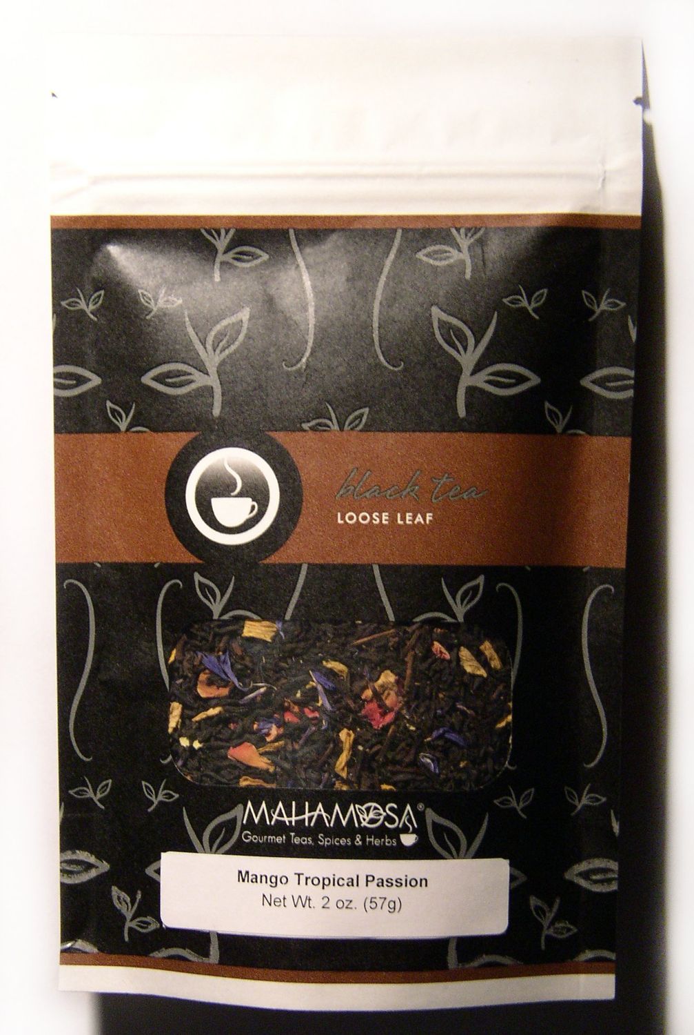 Mahamosa Mango Tropical Passion Tea 2 oz - Loose Leaf Flavored Black Tea Blend (with black tea, flavoring, rose blossoms, sunflower blossoms, cornflower blossoms)
