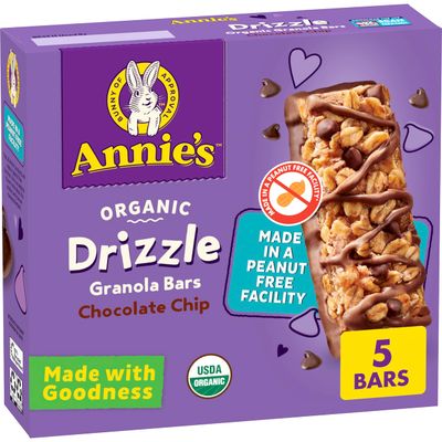 Annie&#39;s Organic Drizzle Granola Bars, Chocolate Chip, 5 Bars, 4.6 oz