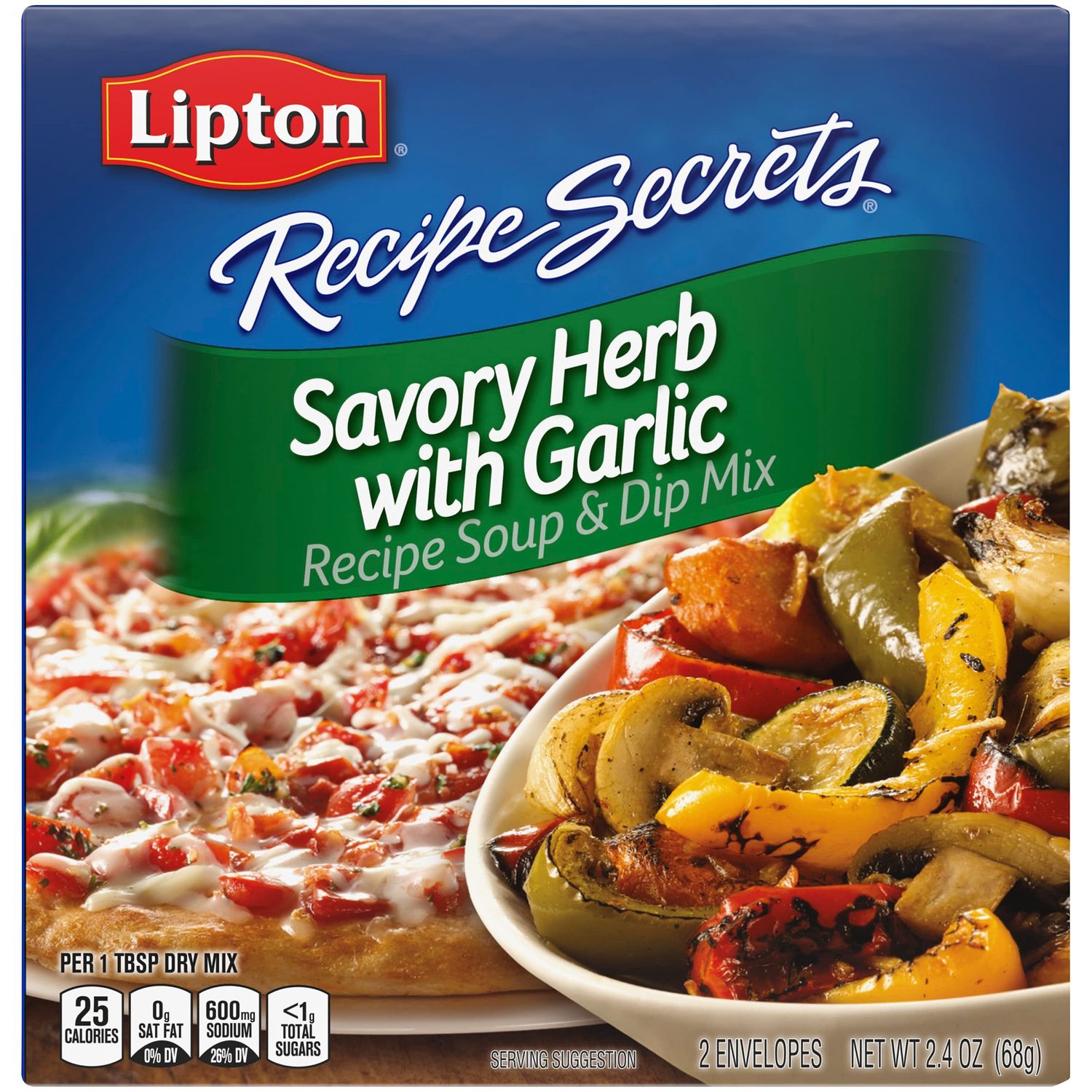 LIPTON RECIPE SECRETS DRY SOUP MIX HERB WITH GARLIC 2 CT PER BOX Net wt 2.4oz