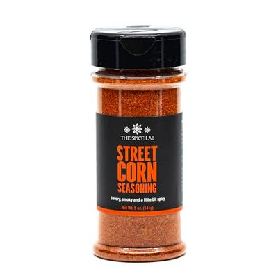 The Spice Lab Mexican Street Corn Seasoning - 5 oz Shaker Jar - All Natural Elote Seasoning For Mexican Corn, Vegan Street Corn &amp; Chili - Savory Popcorn Seasoning - Great Mexican Snacks - 7138