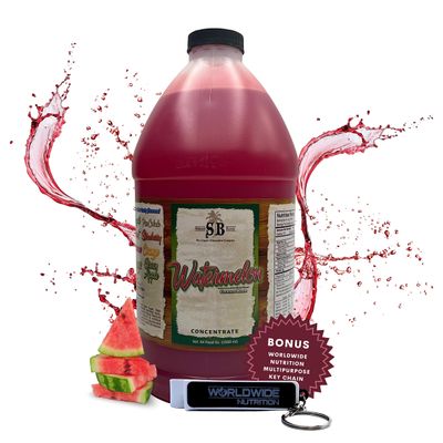 Worldwide Nutrition Bundle: Specialty Blends Cola Flavored Syrup Cocktail Mixer Concentrate, Made with Organic Watermelon 1/2 Gallon Drink Mix (Pack of 1) &amp; Multi Purpose Key Chain