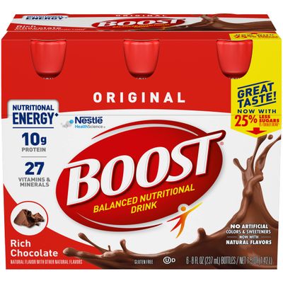 Boost Original Nutritional Energy Balanced Nutritional Drink (6 Count (Pack of 2), Chocolate)
