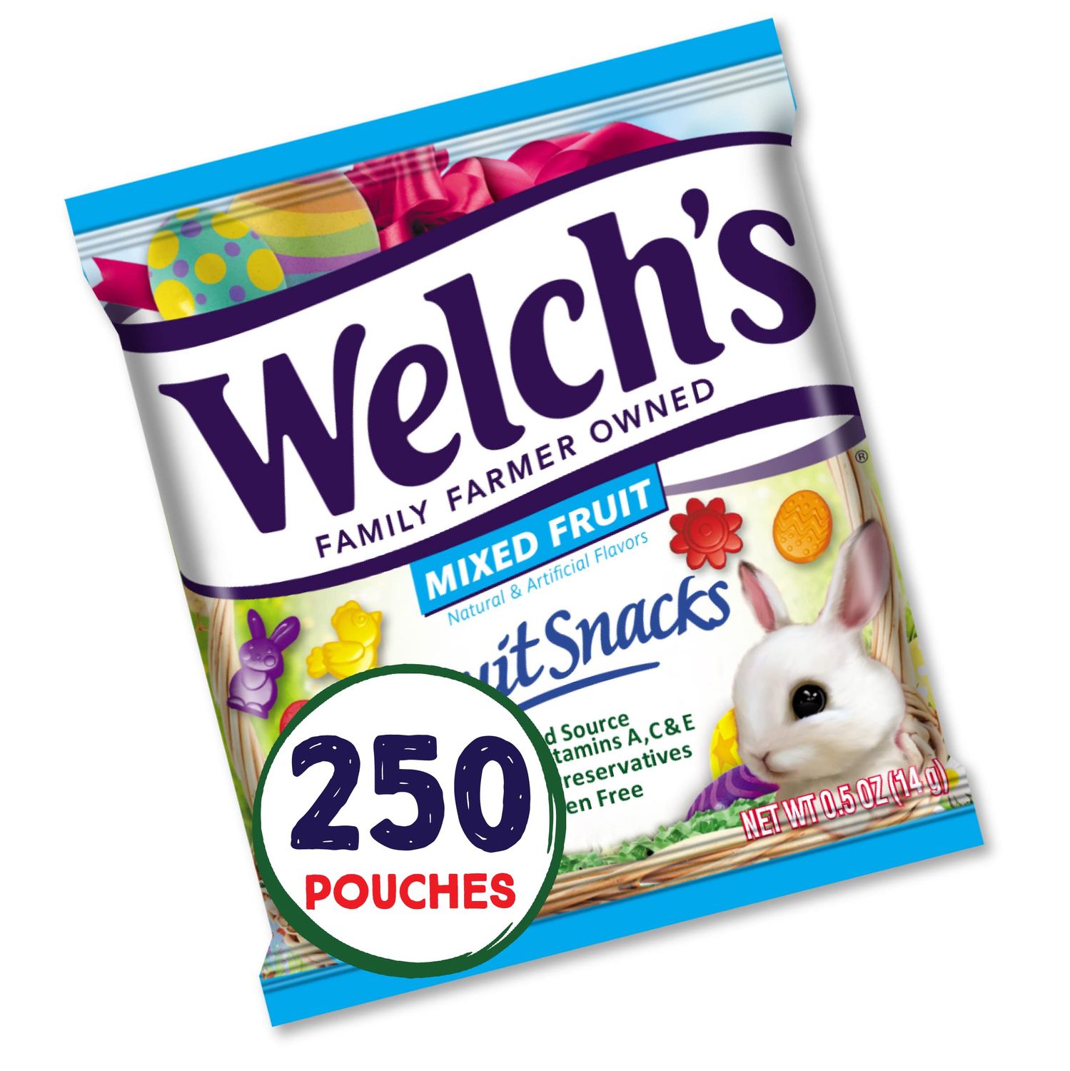 Welch&#39;s Fruit Snacks, Mixed Fruit, Spring Bulk Pack, Gluten Free, Individual Single Serve Bags, 0.5oz (Pack of 250)