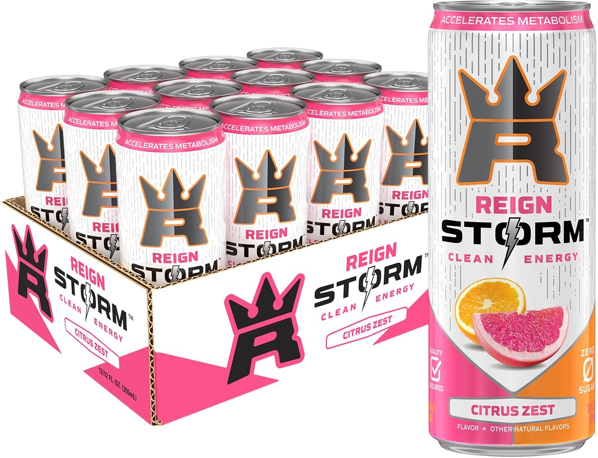 REIGN Storm, Citrus Zest, Fitness &amp; Wellness Energy Drink, 12 Fl Oz (Pack of 12)