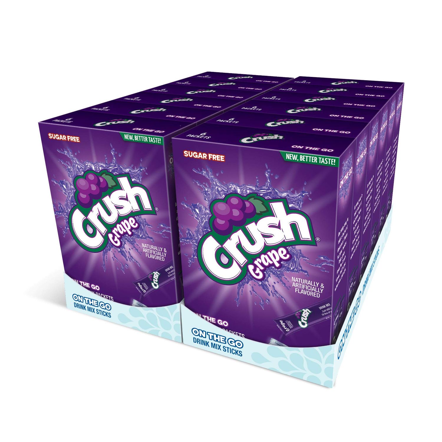 Crush Grape Flavored Powder Drink Mix, 6 Pieces, Sugar Free, 0.48 Ounces (Pack Of 12)