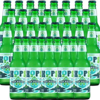 H2OPS Sparkling Hop Water 32PK - Original, 0 Alcohol, 0 Calorie, (32 12oz Glass Bottles) Craft Brewed, Premium Hops, Lightly Carbonated, Gluten Free, Unsweetened, NA Beer