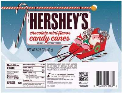 Hershey's Candy Canes - Chocolate Mint - 12 Count