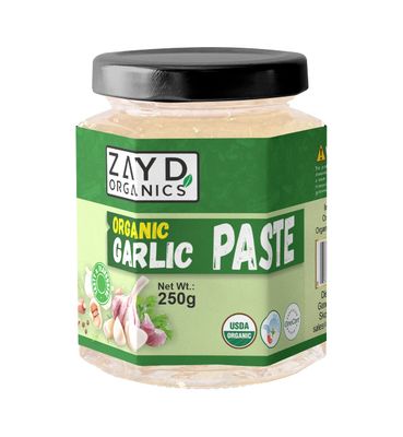 Zayd Organic Garlic Paste | Fresh Garlic Cooking Paste | USDA Organic | 8.8oz (250g)