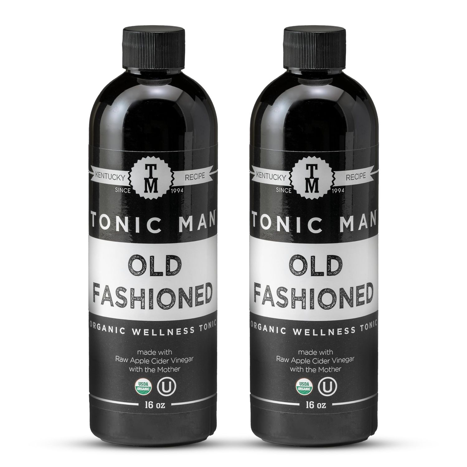 Tonic Man Old Fashioned Organic Wellness Herbal Tonic Made with Raw Apple Cider Vinegar Organic Herbs and Spices Energize Body | Immunity Booster Non-GMO 16oz Bottle (Pack of 2)
