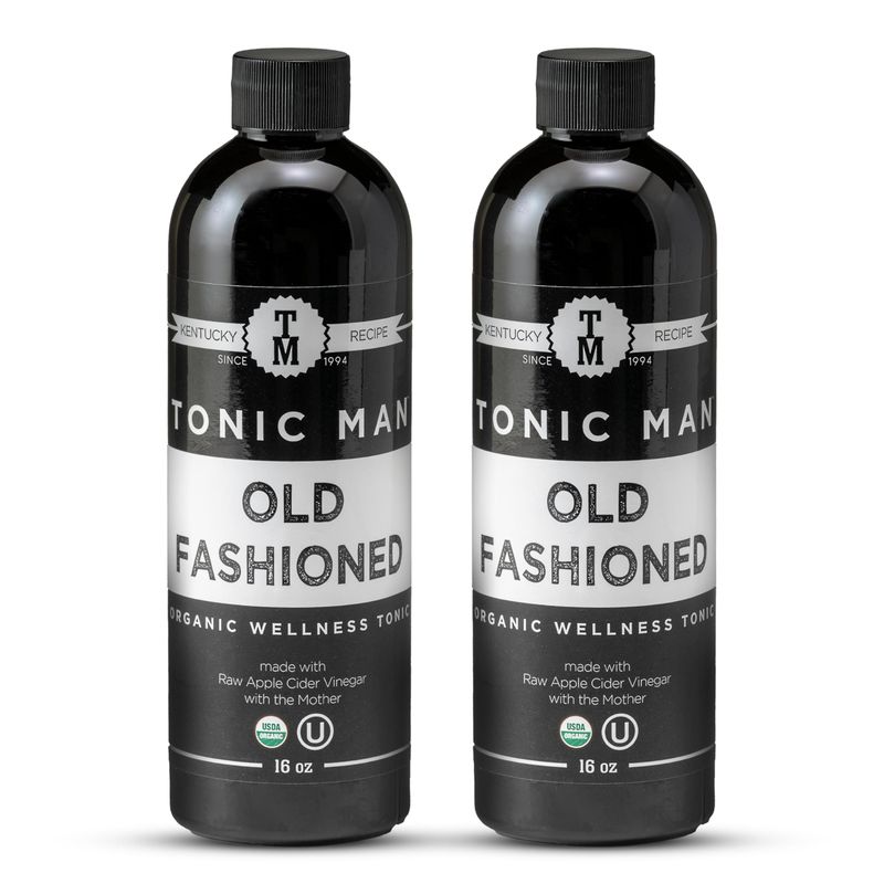 Tonic Man Old Fashioned Organic Wellness Herbal Tonic Made with Raw Apple Cider Vinegar Organic Herbs and Spices Energize Body | Immunity Booster Non-GMO 16oz Bottle (Pack of 2)