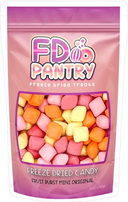 Freeze Dried Fruit Bursts Candy - Mini Original Hard Candy Mix 5oz Treat Snack Gift Bag Cherry, Strawberry, Lemon, Orange Candies Freeze-Dried Candies