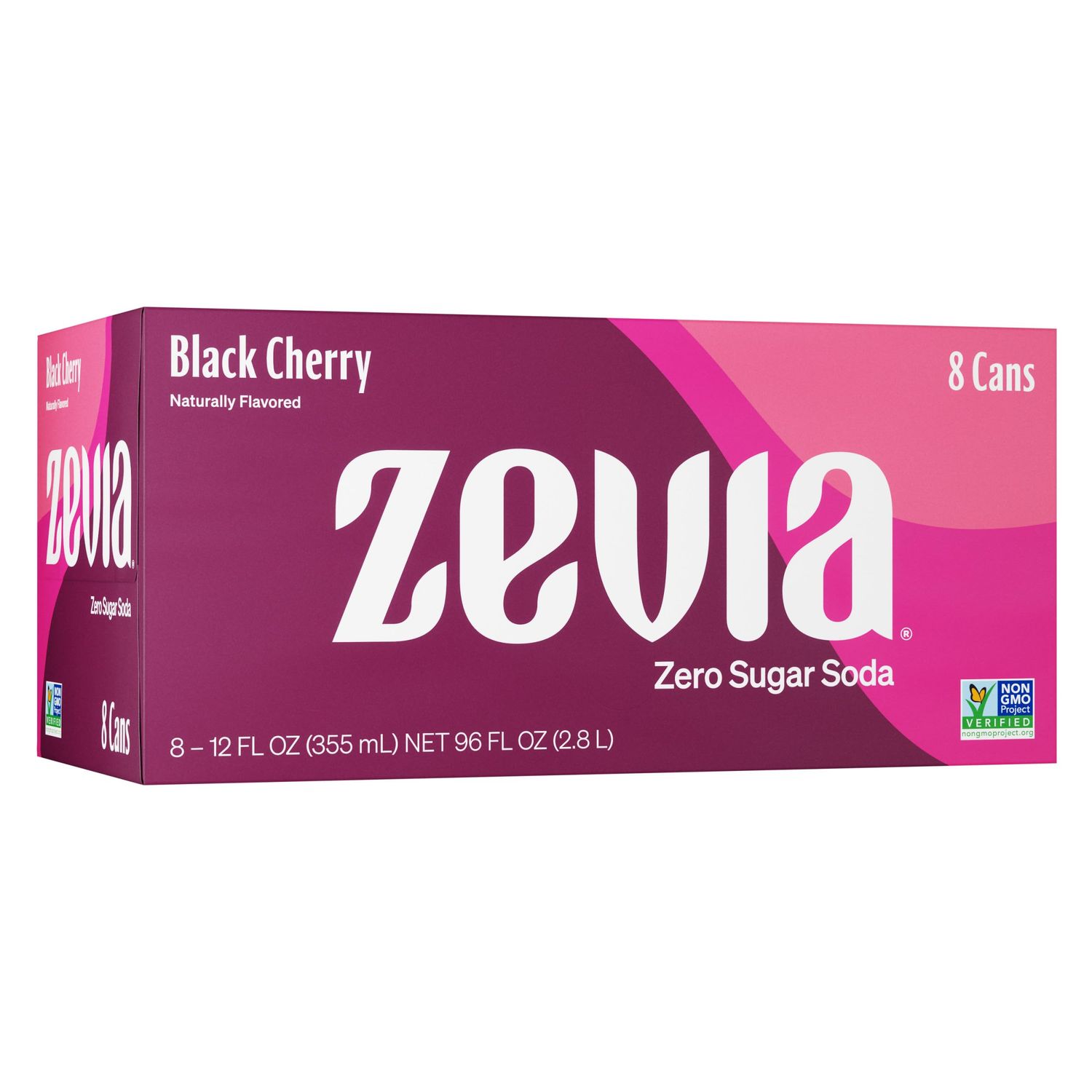 Zevia Zero Sugar, Black Cherry Soda, Caffeine Free, 12 Fl Oz Cans (Pack of 8)