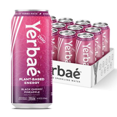 Yerba Energy Beverage - Black Cherry Pineapple, 0 Sugar, 0 Calories, 0 Carbs. Yerbae is Energized by Yerba Mate, Plant-Based, Healthy Alternative to Sugary Drinks, 16oz cans (12 Pack)