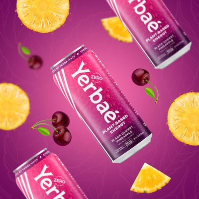 Yerba Energy Beverage - Black Cherry Pineapple, 0 Sugar, 0 Calories, 0 Carbs. Yerbae is Energized by Yerba Mate, Plant-Based, Healthy Alternative to Sugary Drinks, 16oz cans (12 Pack)