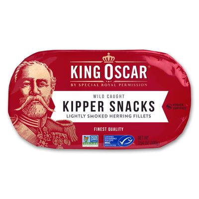 King Oscar Kipper Snacks, 3.54 Ounce Cans (Pack of 12), Lightly Smoked Herring Fillets, Wild Caught Canned Herring