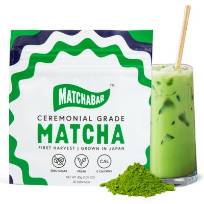 Matchabar Matcha Powder (30g) - Ceremonial Grade Authentic Japanese Matcha Green Tea Powder - Matcha Green Tea Powder Harvested in Japan - Matcha Tea Powder Latte - Zero Sugar, Vegan &amp; 0 Calories
