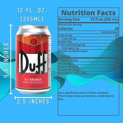 The Simpsons Duff A L'Orange Sparkling Beverage (2 Pack) Wonderful Orange Flavor with 2 GosuToys Stickers