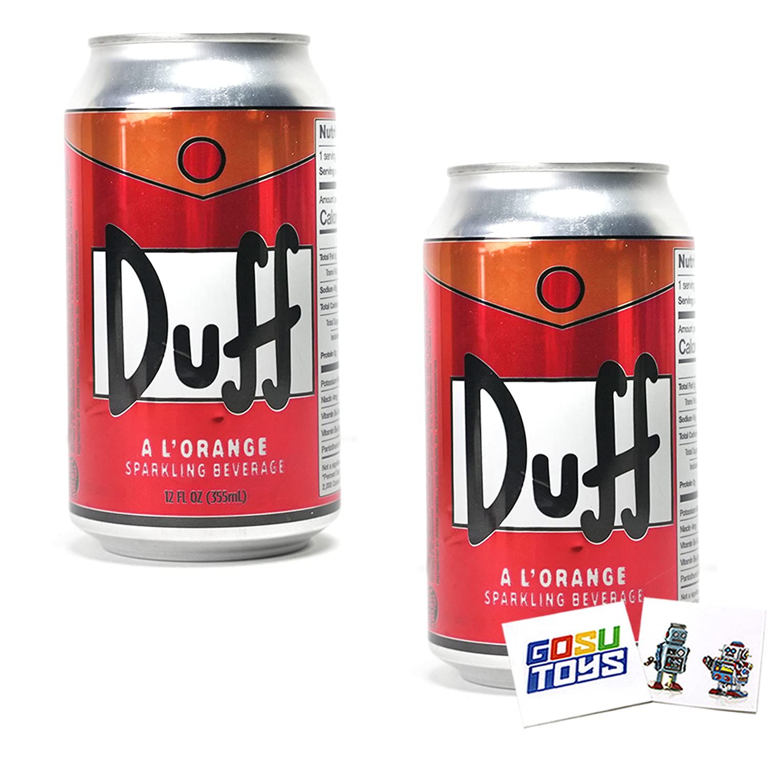 The Simpsons Duff A L&#39;Orange Sparkling Beverage (2 Pack) Wonderful Orange Flavor with 2 GosuToys Stickers