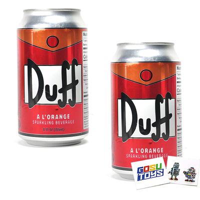 The Simpsons Duff A L&#39;Orange Sparkling Beverage (2 Pack) Wonderful Orange Flavor with 2 GosuToys Stickers