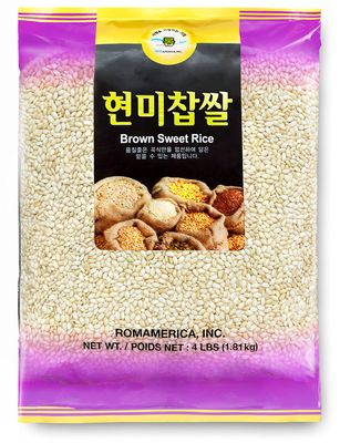 ROM AMERICA Sweet Sticky Glutinous Short Grain Brown Rice for Asian Cooking and Desserts - Risotto, Porridge, Healthy Breakfast Bowl, Soups, Pudding -  Hyeonmi Chapssal - 4 Pound (Pack of 1)