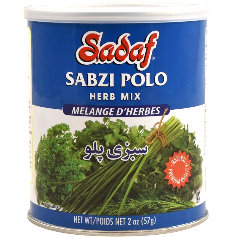 Sadaf Sabzi Polo - Dried Herbs Mix Sabzi Polo - Persian Spices for Cooking and Food Flavoring - Natural Herb Mix - Kosher - 2 Oz Can