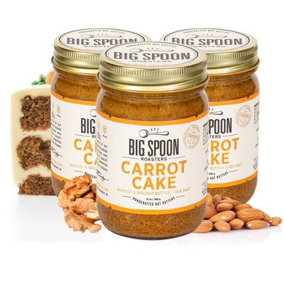 Big Spoon Roasters Carrot Cake Almond Butter With Sea Salt - Keto Friendly, Low Sugar Almond Butter - Crunchy Almond Butter w/Bee-Friendly Almonds - Gourmet, Vegan Almond Nut Butter - 3 x 13 Ounces