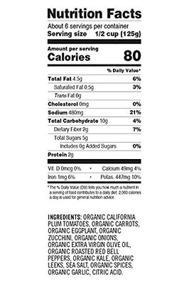 Sonoma Gourmet Roasted Veggies Pasta Sauce | USDA Organic, Non-GMO, Gluten-Free and No Sugar Added | Made With Fresh Ingredients | 25 Ounce Jars (Pack of 4)