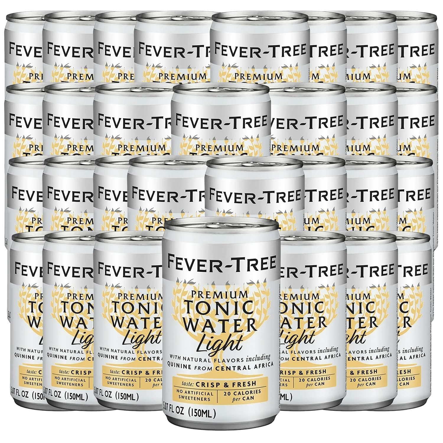 Fever Tree Light Tonic Water - Premium Quality Mixer and Soda - Refreshing Beverage for Cocktails &amp; Mocktails 150ml Cans - Pack of 30