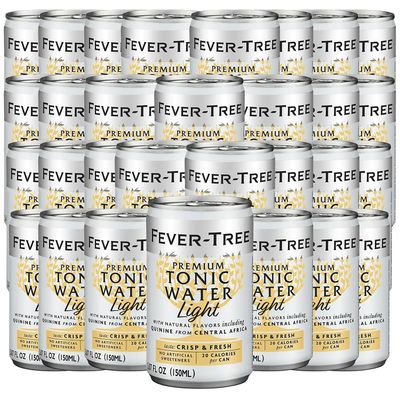 Fever Tree Light Tonic Water - Premium Quality Mixer and Soda - Refreshing Beverage for Cocktails &amp; Mocktails 150ml Cans - Pack of 30
