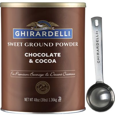 Ghirardelli - Sweet Ground Chocolate &amp; Cocoa Gourmet Powder 3 lbs with Ghirardelli Stamped Barista Spoon