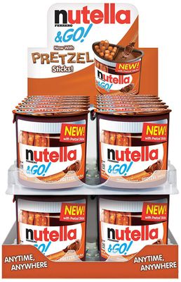 Nutella &amp; GO! Bulk 24 Pack, Hazelnut and Cocoa Spread with Pretzel Sticks, Stocking Stuffers, Snack Cups, 1.9 oz Each