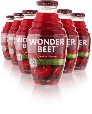 Beetology Organic Beet and Cherry Juice, 8.45oz (6 Pack) | 100% Cold Pressed | Heart Healthy | Nutrient Packed Vegetable Juice | Vibrant Flavor