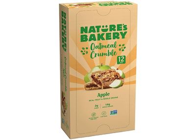 Nature&#39;s Bakery Oatmeal Crumble Bars, Apple, Real Fruit, Vegan, Non-GMO, Breakfast Bar, 1 Box With 12 Twin Packs (12 Twin Packs)